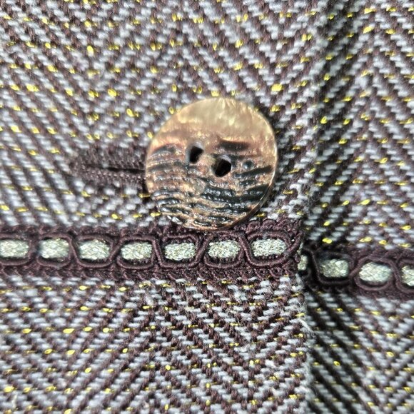 Coldwater Creek Brown Gray Herringbone Metallic Blazer Academia Preppy - Picture 5 of 9